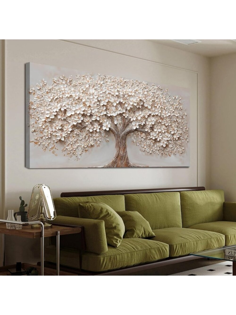Modern Tree of Life Canvas Art for Living Room - 20x40 Wall Decor Print